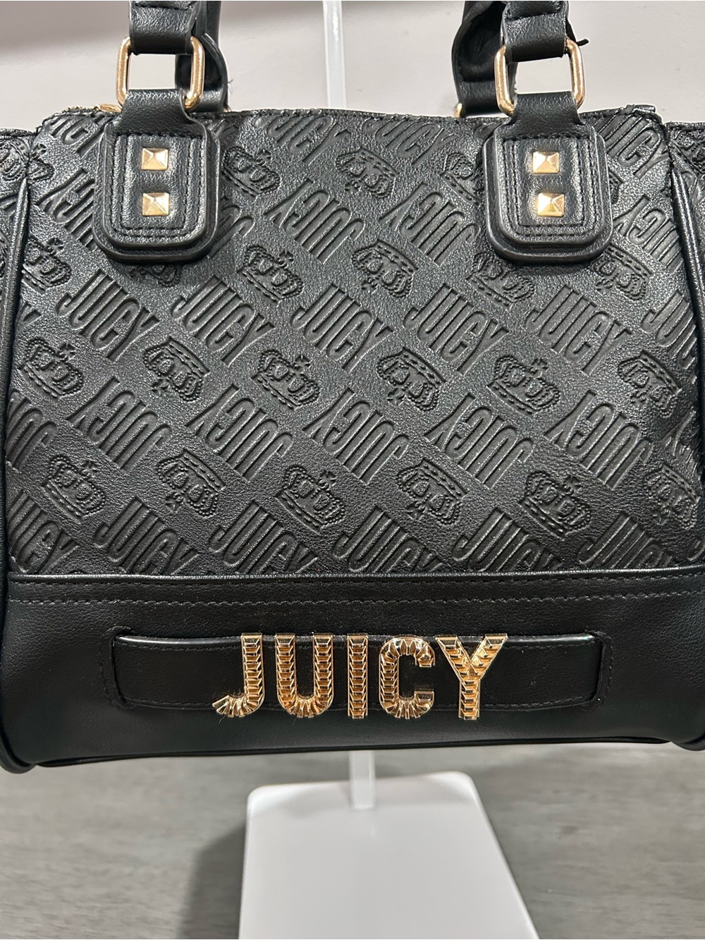 Juicy Couture Black Embossed Logo Tote with Gold Hardware - Picture 3 of 12